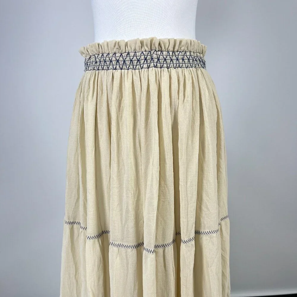 $595 NWOT See by Chloé Off-White Embroidered Maxi Skirt Size 38/L Pull-On - Picture 4 of 14